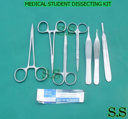 17 PCS ANATOMY MEDICAL STUDENT DISSECTING SUTURE REMOVAL KIT+SCALPEL BLADES #10