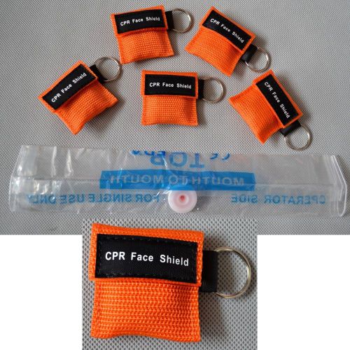 500pcs/lots cpr mask with keychain cpr face shield aed orange for sale