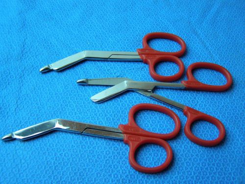 3-Lister Bandage Nurse Scissors 5.5&#034;-Color Handles(Red)One Large Ring