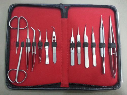 Eye Micro Minor Surgery Instruments Set 13 pcs Scissors, Forceps Needle Holders