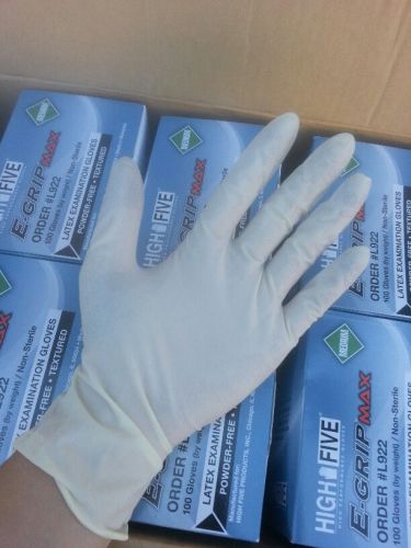 8 boxes high five e-grip max 7 mil non-sterile medical exam grade latex - medium for sale