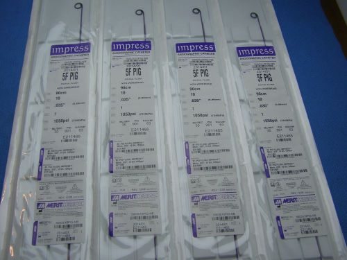 Lot of 4 merit medical impress angiographic cath 5f pigt wirebraid (5903510pignb for sale