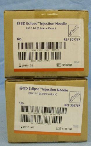 2 Boxes / 100ea BD Injection Needles #305767