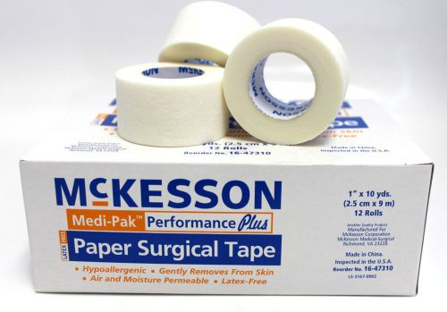 5 BOX McKESSON PAPER SURGICAL TAPE 1&#034; x 10 YDS MEDICAL LATEX FREE 60 ROLLS