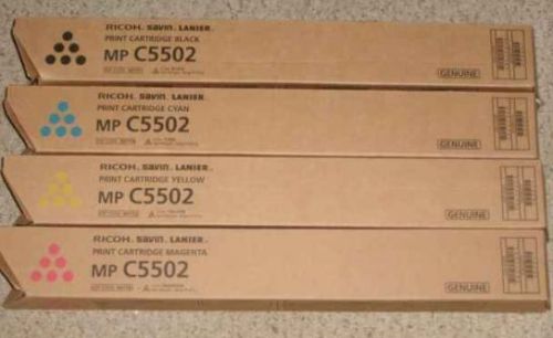 GENUINE Ricoh Aficio. Savin. Lanier.  MP C5502  OEM  CMYK Complete Toner Set!