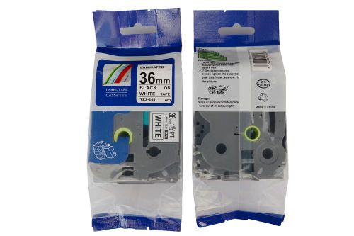 P-Touch Compatible label tape for Brother TZE261 36mmX8m Black on white