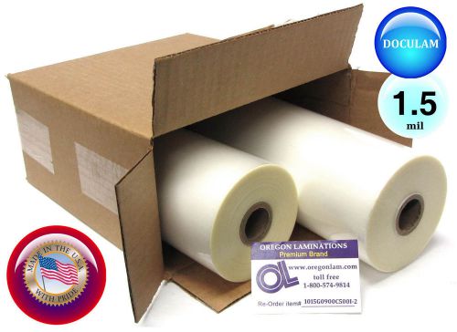 Qty 4 rolls doculam laminating film 9&#034; x 500&#039; 1.5 mil 1&#034; core american made for sale