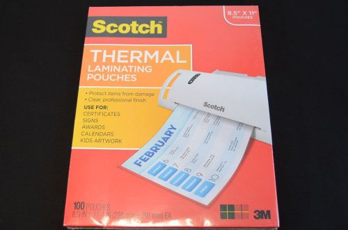 Scotch Thermal Laminating Pouches 8.9 x 11.4 Inches 3 mil, 100-Pack New