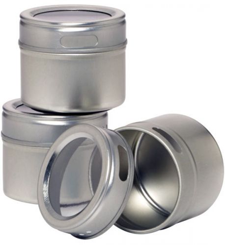 Magnetic Steel Tins with Clear Tops - Set of 3