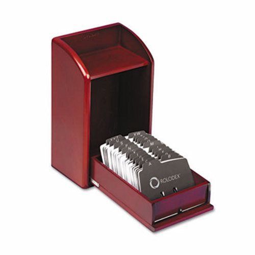 Rolodex Wood Business Card File Holds 300 2 1/4 x 4 Cards, Mahogany (ROL1734243)