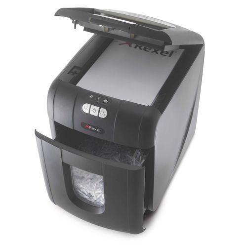 Rexel autoplus 100 paper/credit cards/staples shredder with 26ltr waste bin for sale