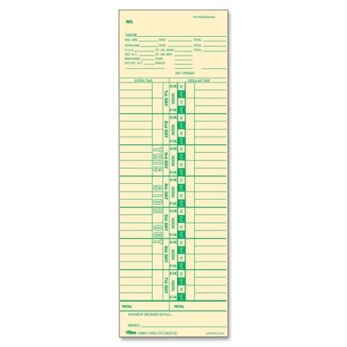 Tops pay receipt time card - 10.5&#034;x3.5&#034; sheet size - manila - 100/pack for sale