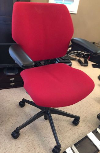 Humanscale freedom task chair graphite &amp; lucky red w/adjustable arms for sale