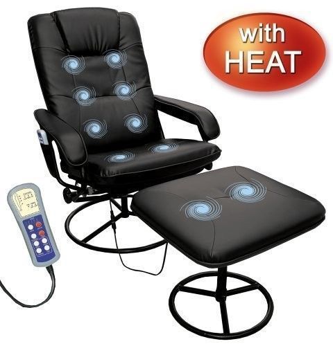 New massage chair &amp; ottoman leisure leather reclining heated swivel furniture for sale
