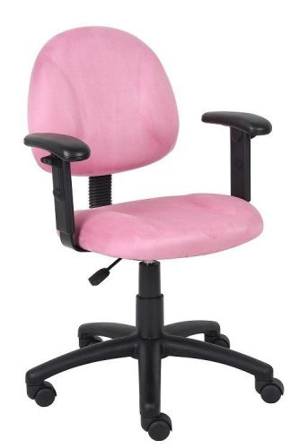 B326 BOSS PINK MICROFIBER DELUXE POSTURE OFFICE TASK CHAIR WITH ADJUSTABLE ARMS