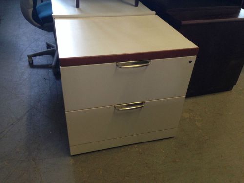 2 DRAWER WOOD LATERAL SIZE FILE CABINET by KNOLL OFFICE FURNITURE w/ LOCK &amp; KEY