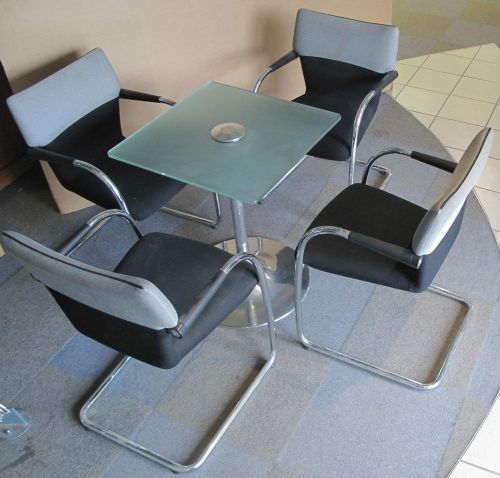 Vitra Visastripes Cantilevered Designer Chair Meeting Room Orangebox Glass Table