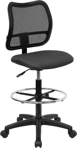 Mid-Back Mesh Drafting Stool with Gray Fabric Seat