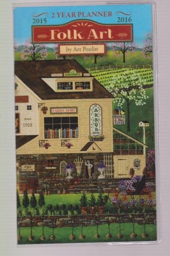 Folk Art 2 Year Planner 2015-2016 Vinyl Cover Studio 18 Calendar Art Poulin