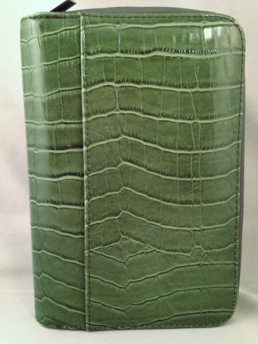Mundi croc embossed green compact planner, 6-ring binder, zip, fits filofax for sale
