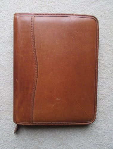 Day-Timer Brown 8&#034;x11 1/2&#034; Leather Planner Organizer Notebook Desk Size 7-Ring