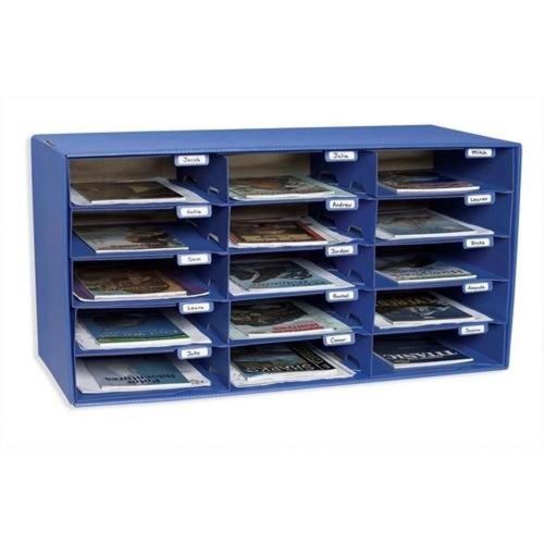 Home office blue wall-mountable mail sorter letter holder organizer 15 slots for sale
