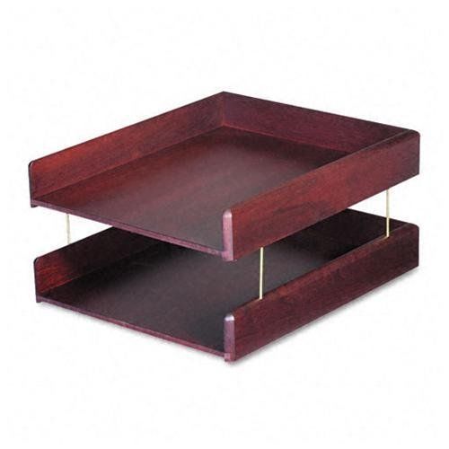 Ace office 02213 hardwood double letter desk tray, two tier, mahogany for sale