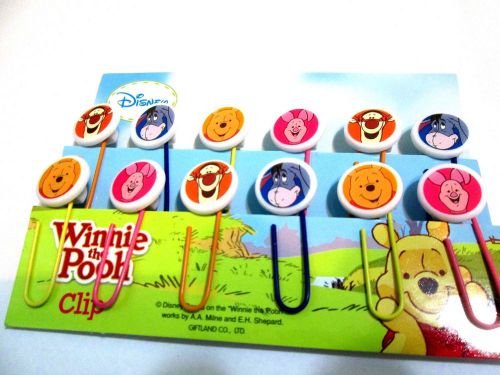 12 pcs.POOH &amp; FRIENDS PAPER CLIPS  NOTE OFFICE, SCHOOL SUPPLIES STUDY ARTICLE