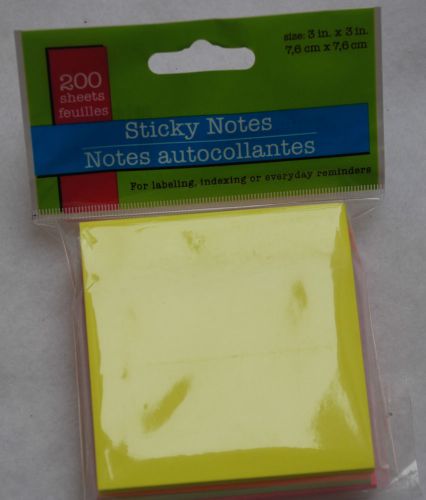 sticky notes small adhesive solid plain color 4 blocks 3&#034; x 3&#034; office supplies