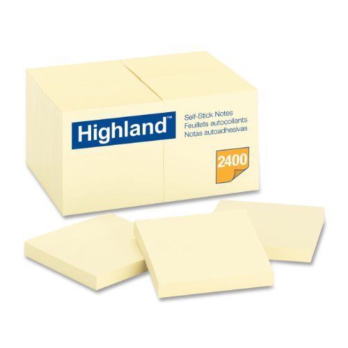 Highland Self Sticking Note - Removable - 3&#034; X 3&#034; - Yellow - 24 / (654924pk)