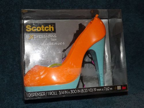 Scotch expressions tape dispenser 2 tone orange/turq. shoe high heel new in box for sale