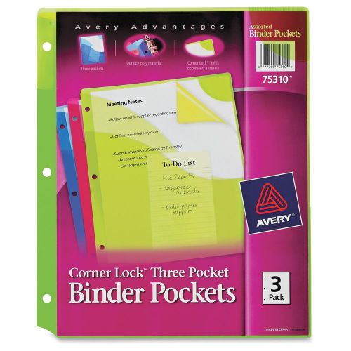Avery corner lock three pocket binder pockets - 20 page capacity - (ave75310) for sale