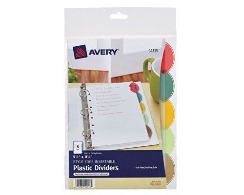 Avery style edge insertable plastic dividers - 5 tab[s]/set - 5 / set (ave11118) for sale