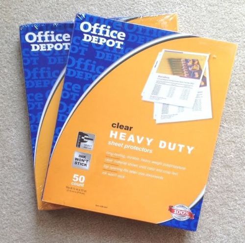 2 boxes office depot heavy duty sheet protectors new box 50 count 8.5x11 .084 mi for sale
