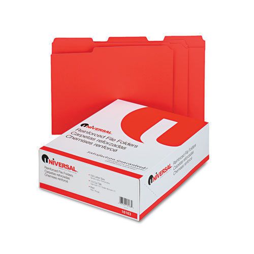 UNV-10503 Top Tab File Folders 100 Ct Red 1/3 Cut Tab