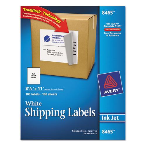 Shipping labels with trueblock technology, 8-1/2 x 11, 100/box for sale