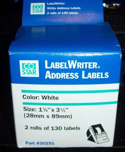CoStar AVERY SEIKO LabelWriter Address Labels White (30251) 2 ROLLS 130 IN EACH