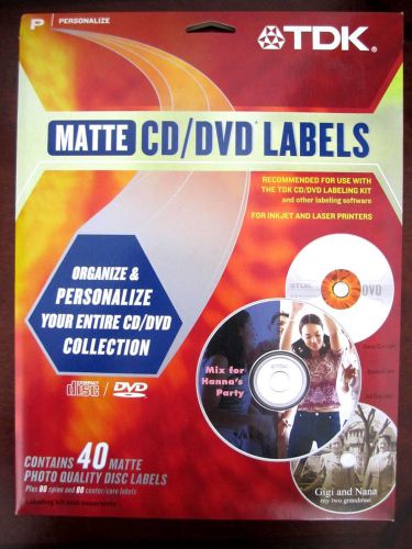 TDK Printable White CD Labesl  Matte Finish 40 Count Each CDL-40WMA  2Packs