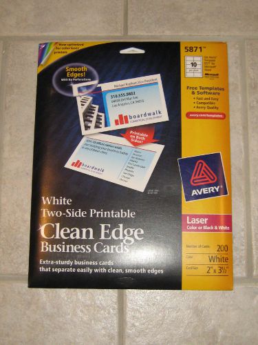 200 Avery 5871 White Two Side Printable Clean Edge Business Cards NEW