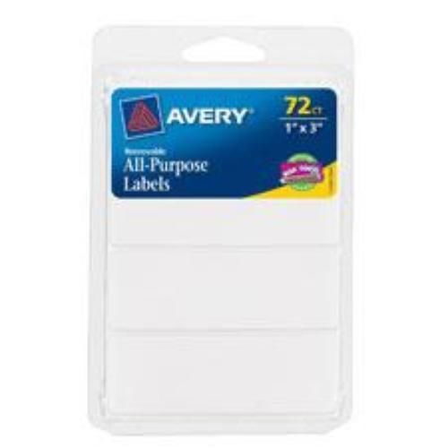 Avery multi purpose labels removable 1&#039;&#039; x 3&#039;&#039; white 72 count for sale