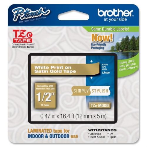 BROTHER INT L (SUPPLIES) TZEMQ835  1/4IN WHITE ON SATIN