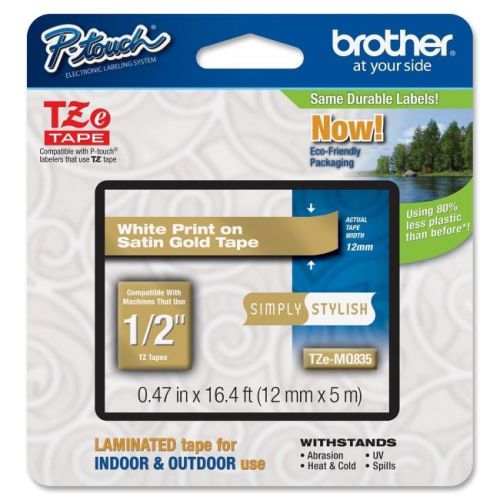BROTHER INT L (SUPPLIES) TZEMQ835  1/4IN WHITE ON SATIN