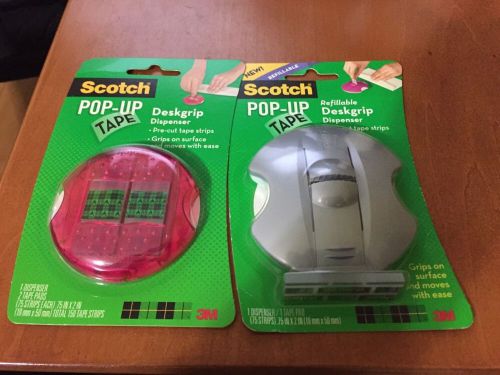 1 NEW SCOTCH POP-UP TAPE DESKGRIP DISPENSER 2 TAPE PADS And Deskgrip Dispenser