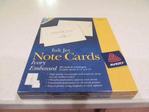 Avery Ink Jet Note Cards Ivory Embossed NIB 60 cards with envelopes