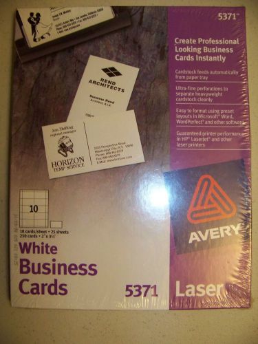 AVERY white business card printer paper 25 sheets total 250 NIP perforated #5371