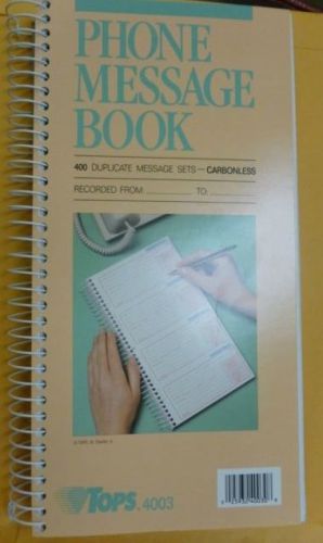 Tops 4003 Phone Message Book 400 Duplicate sets