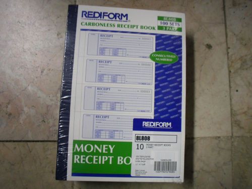 New 10PK Rediform 3-pt Carbonless Money Receipt Book 3 Part 100 Sets - RED8L808