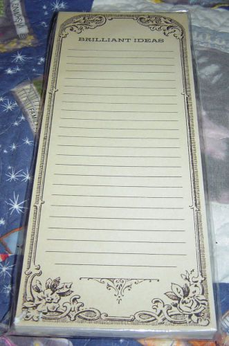 New! BRILLIANT IDEAS Notepad SUGARBOO DESIGNS Vintage Filigree Look 4&#034;X 10&#034; 75pg