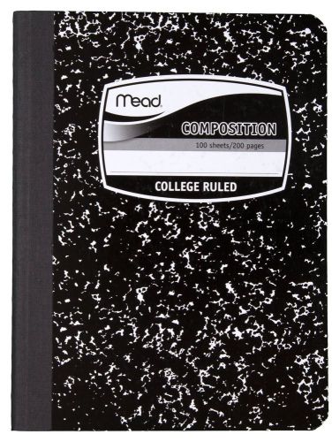 Mead Black Marble Composition Book, 100 College Ruled Sheets, 9.75 x 7.5 In
