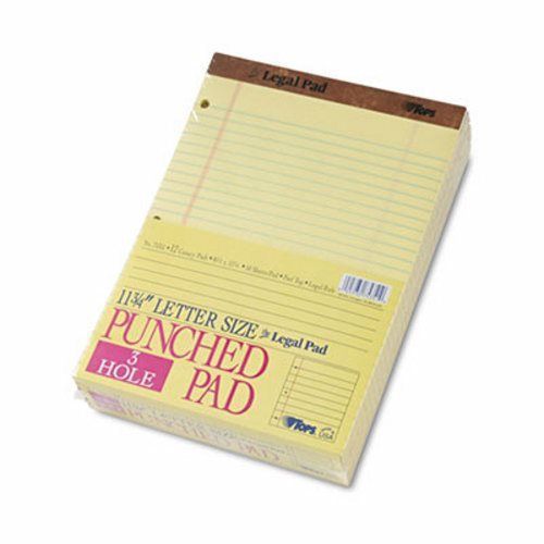 Tops Perforated Legal Pad, Punched, Letter, Canary, 12 Pads per Pack (TOP75351)